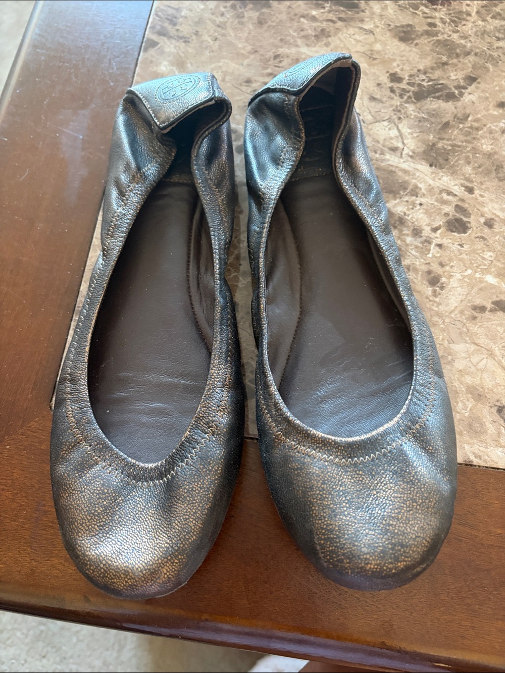 Tory Burch Brown Metallic Women’s Ballet Flats